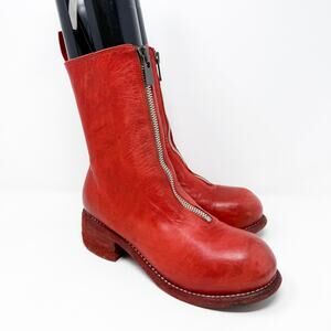 Guidi Red Leather Palombaro Front Zip Boots Women's Size EU 37/US 6.5 EUC
